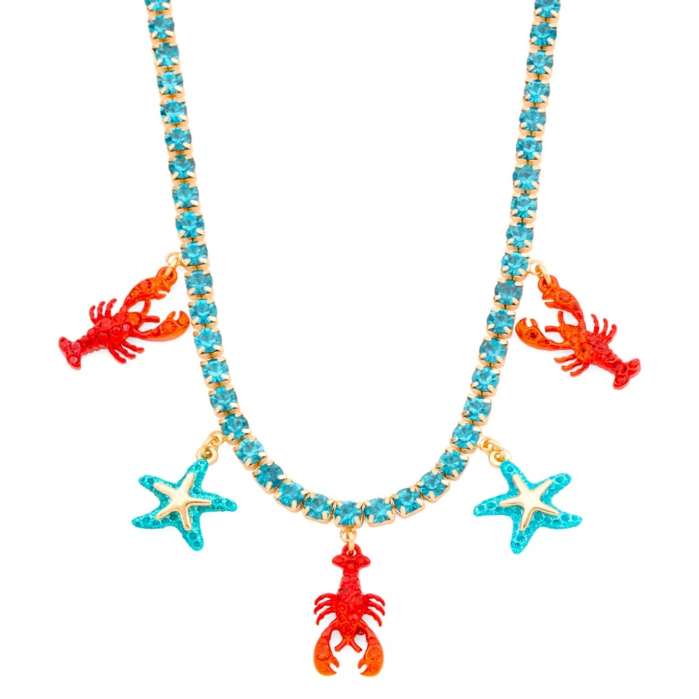 New Betsey Johnson Colorful Lobster and Starfish Necklace